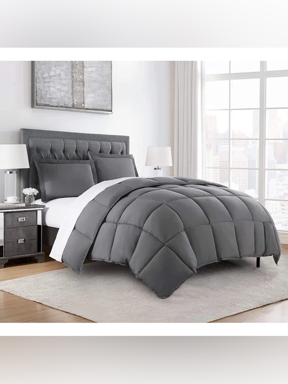 Gray down alternative king 3 piece Comforter Set